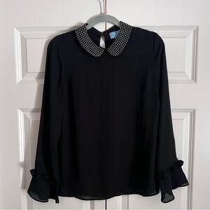 CeCe Black Blouse With Pearl Color